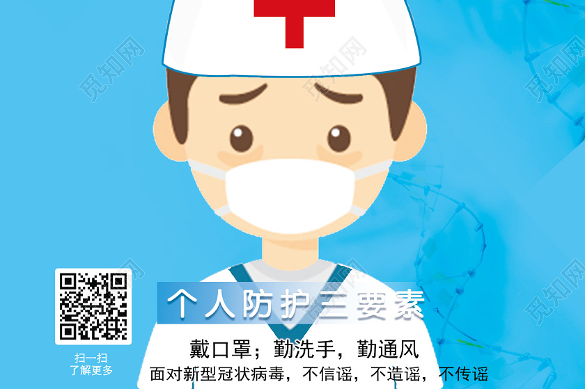 带口罩蓝色医疗戴口罩很重要预防肺炎新型宣传海报
