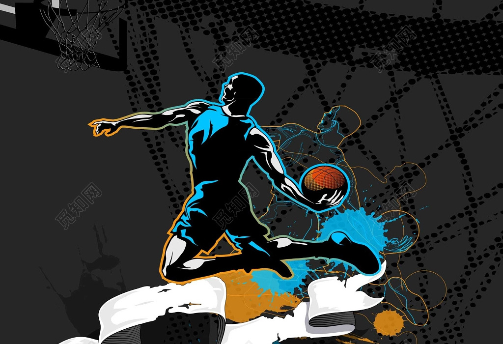 黑色炫酷酷炫卡通投篮运动篮球比赛友谊球赛篮球大赛海报图片下载